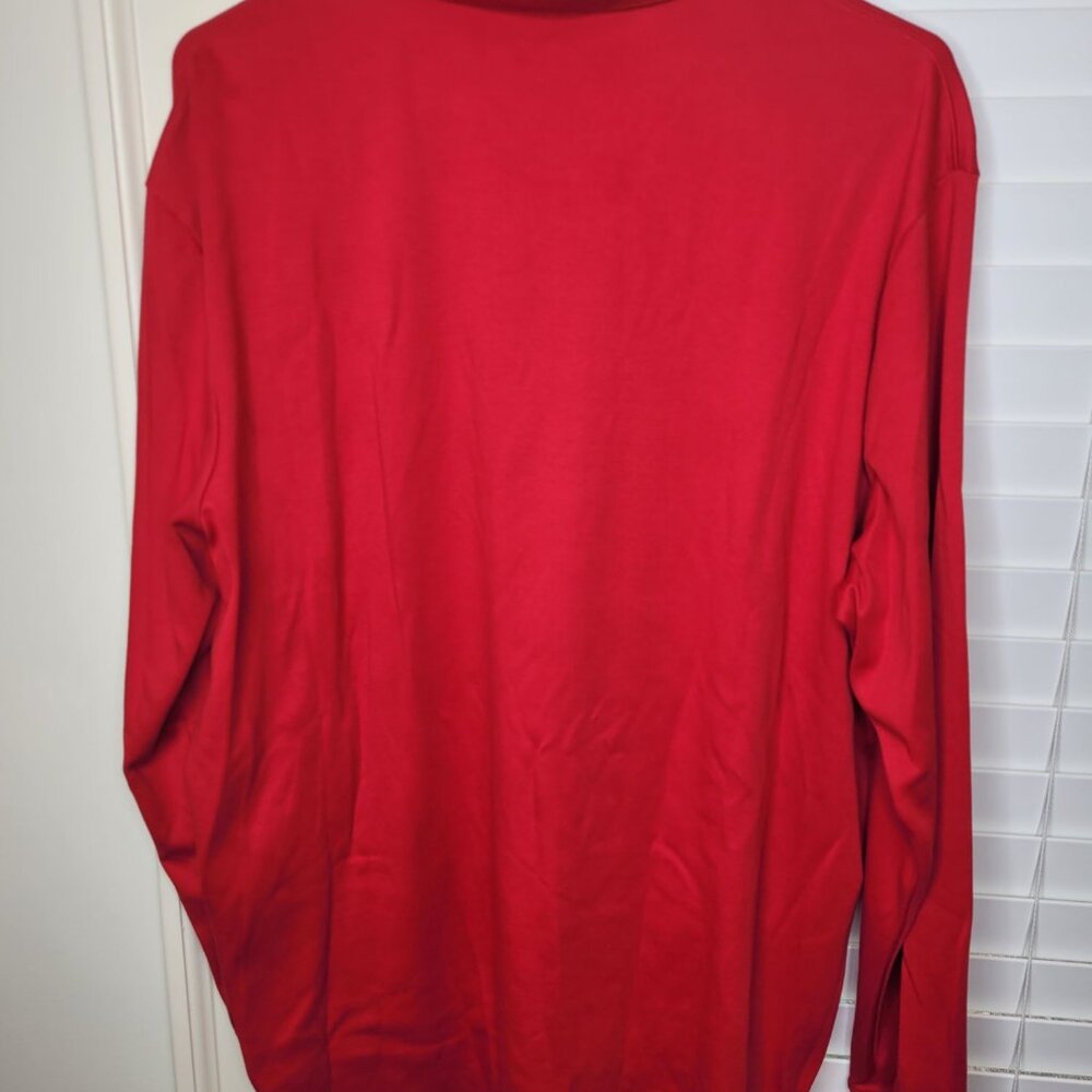 Lands End Mens Long Sleeve Polo Shirt XL red Preppy casual grandpacore Heritage - Picture 2 of 5